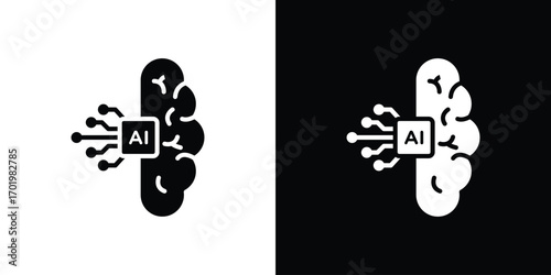 AI brain icon design illustration. icon concept in flat
