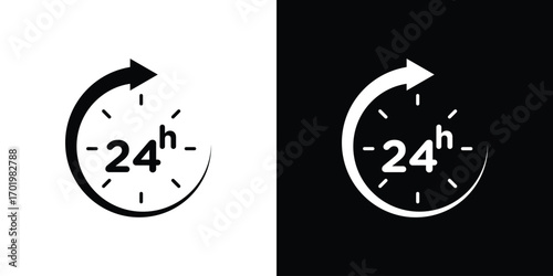 24 Hrs icon design illustration. icon concept in flat