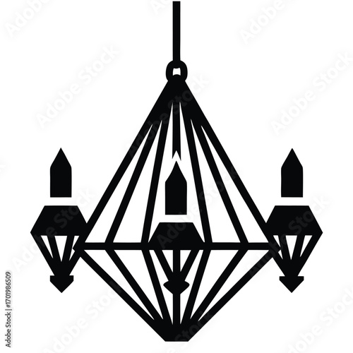 led crystal chandelier vector icon