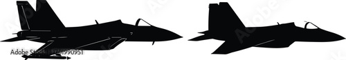 Military fighter jet silhouette illustration, modern aircraft vector, warplane graphic, aviation design, air force plane artwork, combat airplane drawing, defense