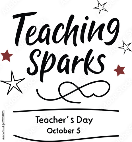 Vector art of teaching sparks joy text with woman silhouette and sparkler