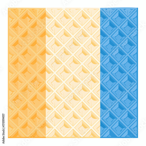 Three Waffle Textures in Orange Cream and Blue