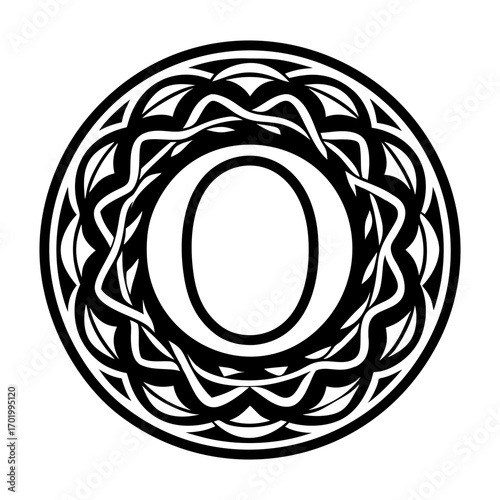Minimalistic letter o logo in solid style