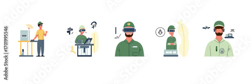 Industry 4.0 smart factory workers using virtual reality and augmented reality technology for engineering and automation process