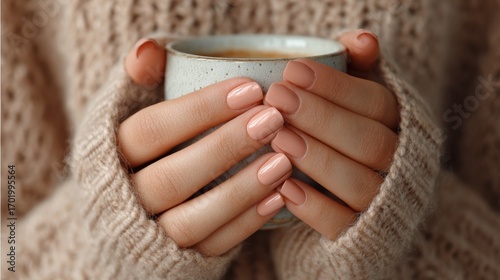 Wallpaper Mural Hands holding warm cup, cozy winter atmosphere. Torontodigital.ca