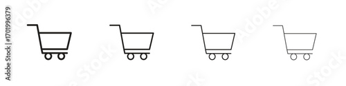 Shopping cart icons illustrations collection on white background. Pixel perfect vector graphics