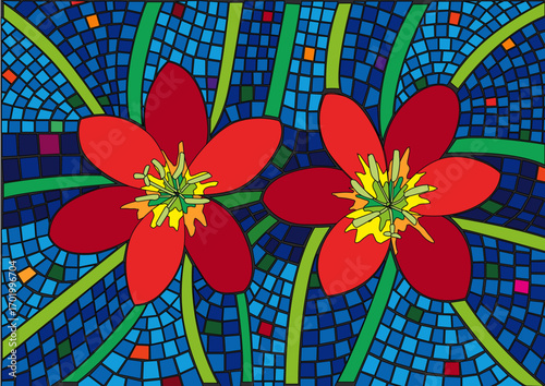 flower colorful stained glass background illustration vector