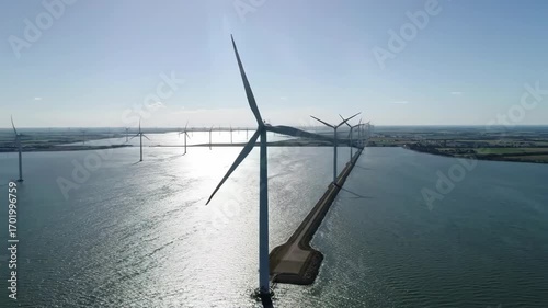 Offshore Wind Farm Aerial View Renewable Energy Power Generation