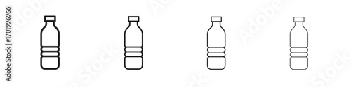 Water bottle icons illustrations collection on white background. Pixel perfect vector graphics