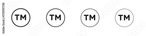Trademark icons illustrations collection on white background. Pixel perfect vector graphics