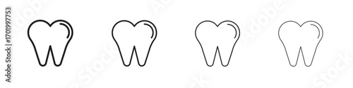 Tooth icons illustrations collection on white background. Pixel perfect vector graphics