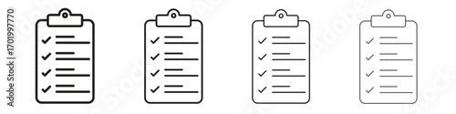 Todo list icons illustrations collection on white background. Pixel perfect vector graphics