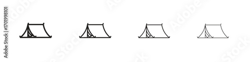 Tent icons illustrations collection on white background. Pixel perfect vector graphics