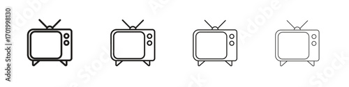 Television icons illustrations collection on white background. Pixel perfect vector graphics