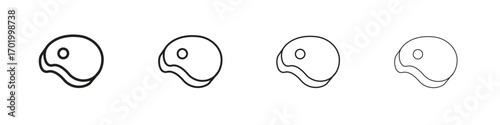 Steak icons illustrations collection on white background. Pixel perfect vector graphics