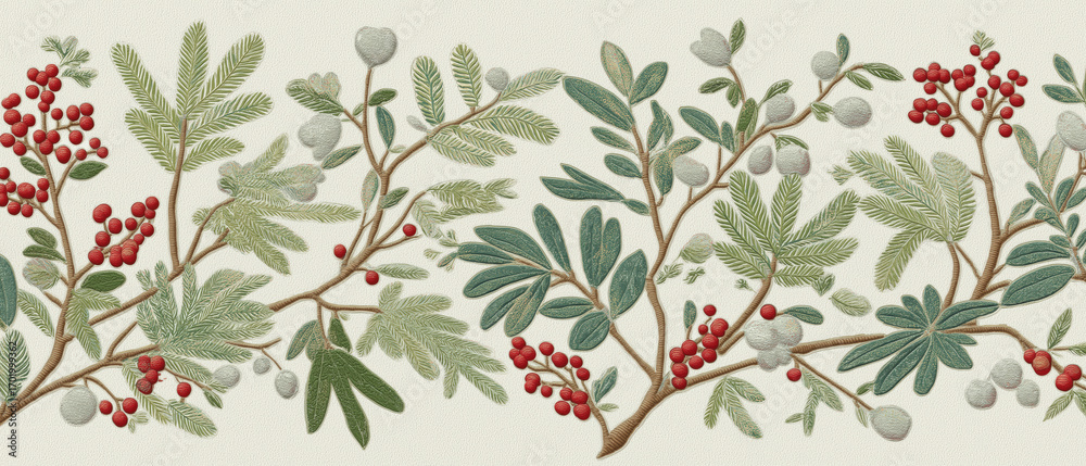 Fototapeta premium Nature-inspired botanical design art floral patterns greenery aesthetic