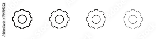 Settings gear icons illustrations collection on white background. Pixel perfect vector graphics