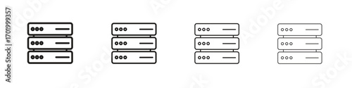 Server icons illustrations collection on white background. Pixel perfect vector graphics