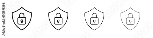 Security lock icons illustrations collection on white background. Pixel perfect vector graphics