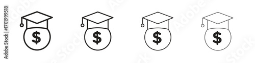 Scholarship icons illustrations collection on white background. Pixel perfect vector graphics