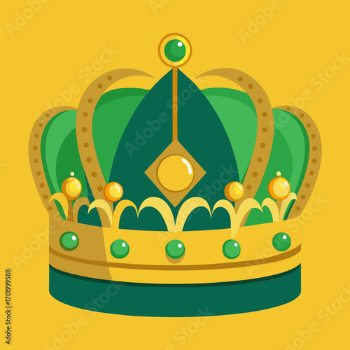 Green Royal Crown Vector | Premium King Crown Vactor Top Selling Clipart. Luxury Green and Gold Royal Crown.