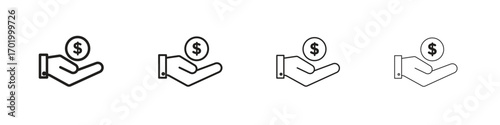 Savings icons illustrations collection on white background. Pixel perfect vector graphics