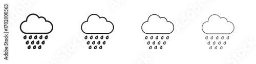 Rain icons illustrations collection on white background. Pixel perfect vector graphics