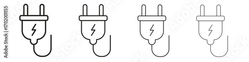 Plug adapter icons illustrations collection on white background. Pixel perfect vector graphics