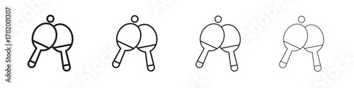 Ping pong icons illustrations collection on white background. Pixel perfect vector graphics
