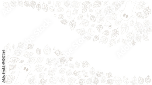 A delicate arrangement of white leaves and ghostly figures on a bright white background design element