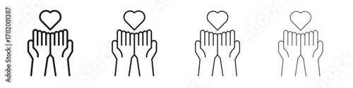 Philanthropy icons illustrations collection on white background. Pixel perfect vector graphics