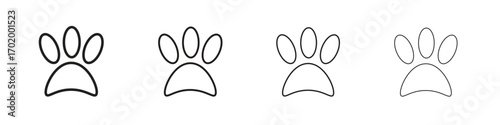 Paw icons illustrations collection on white background. Pixel perfect vector graphics