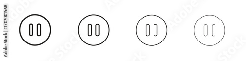Pause button icons illustrations collection on white background. Pixel perfect vector graphics