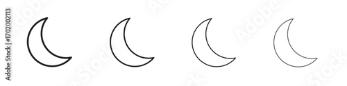 Moon icons illustrations collection on white background. Pixel perfect vector graphics