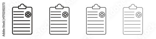 Medical report icons illustrations collection on white background. Pixel perfect vector graphics
