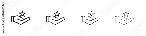 Loyalty program icons illustrations collection on white background. Pixel perfect vector graphics
