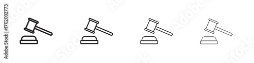 Law icons illustrations collection on white background. Pixel perfect vector graphics