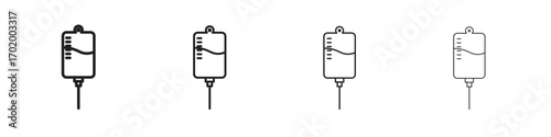 IV drip icons illustrations collection on white background. Pixel perfect vector graphics