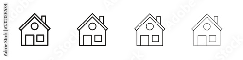 Home icons illustrations collection on white background. Pixel perfect vector graphics