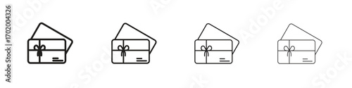 Gift voucher icons illustrations collection on white background. Pixel perfect vector graphics