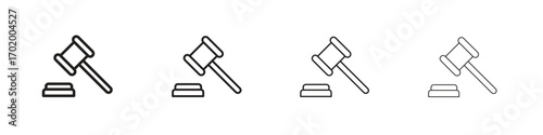 Gavel icons illustrations collection on white background. Pixel perfect vector graphics