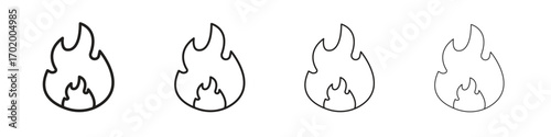 Fire icons illustrations collection on white background. Pixel perfect vector graphics