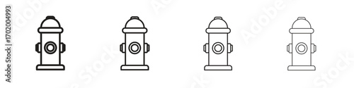 Fire hydrant icons illustrations collection on white background. Pixel perfect vector graphics