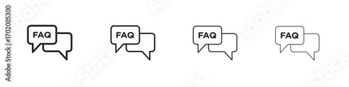 FAQ icons illustrations collection on white background. Pixel perfect vector graphics