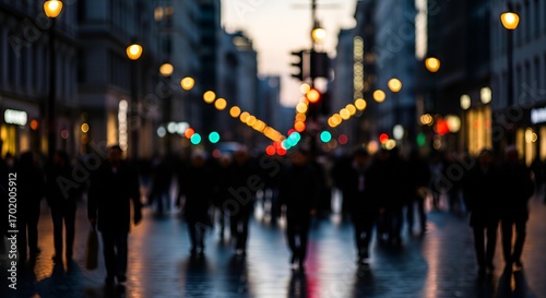 Wallpaper Mural Blurred City Street Evening Pedestrian Scene Torontodigital.ca