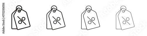 Discount tag icons illustrations collection on white background. Pixel perfect vector graphics