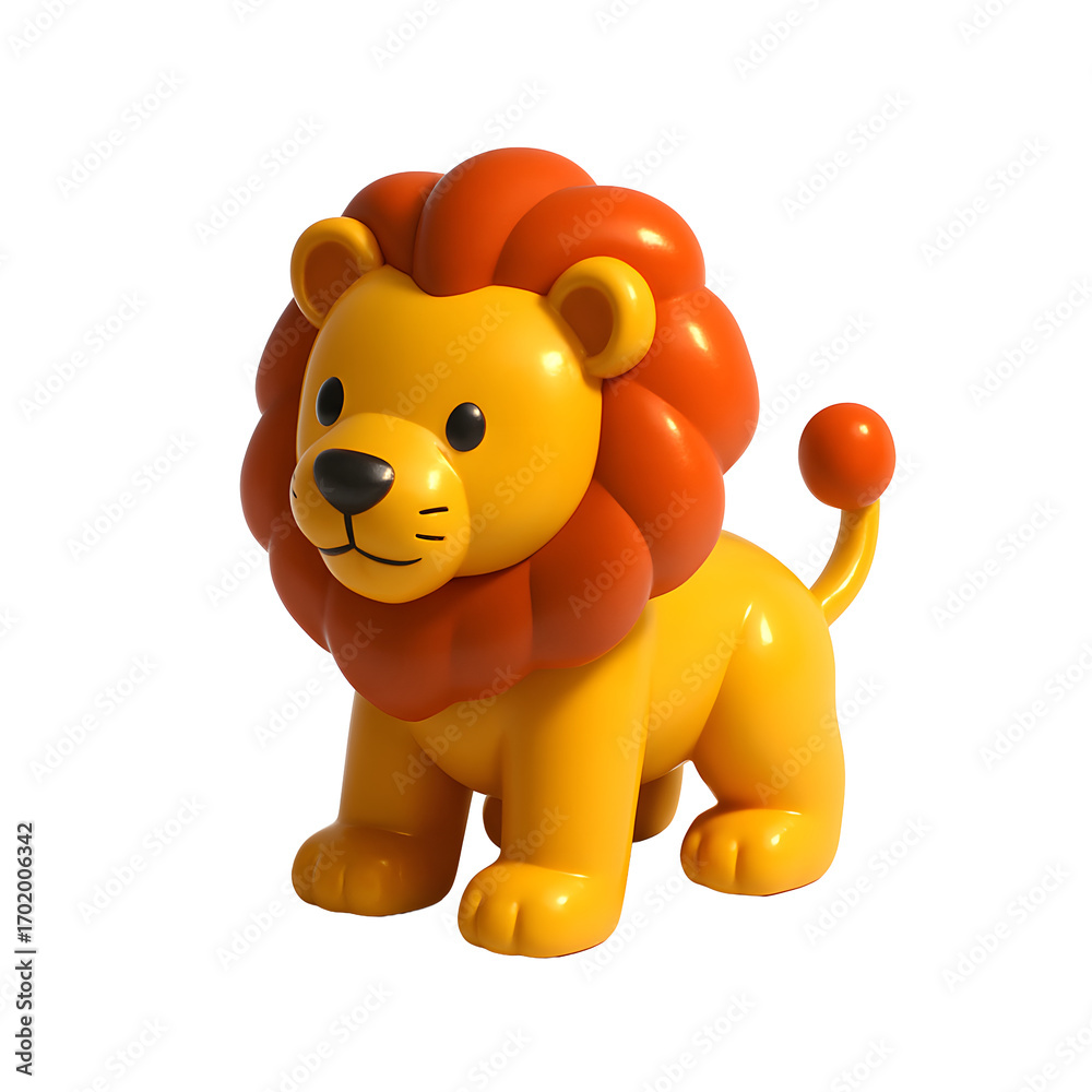 Fototapeta premium 3D Lion Cartoon Icon – Jungle King Animal Character, Children’s Illustration PNG