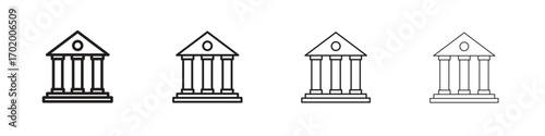 Court icons illustrations collection on white background. Pixel perfect vector graphics