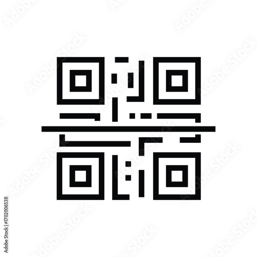 A blackandwhite QR code image. Editable stroke icon