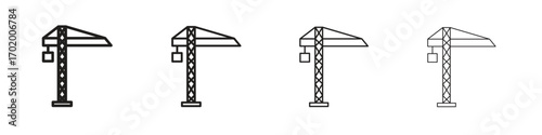 Construction crane icons illustrations collection on white background. Pixel perfect vector graphics